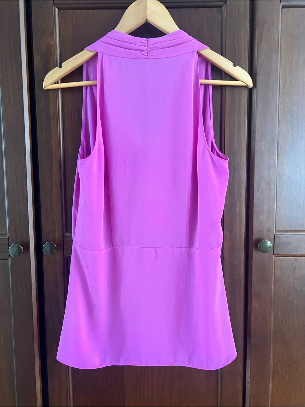 Banana Republic Orchid Pink Sylvan Halter Top Pleated Wrap Front V-Neck Blouse 8 - Picture 2 of 11